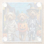 Otterhound Trick-oder-Treating in Halloween-Kostüm Glasuntersetzer (Rückseite)