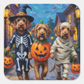 Otterhound Trick-oder-Treating in Halloween-Kostüm Quadratischer Aufkleber (Vorderseite)