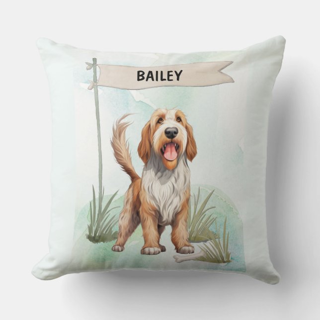 Otterhound Watercolor Personalized Dog Kissen (Vorderseite)