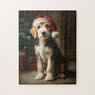 Otterhound-Welpen-Weihnachtsbild Puzzle