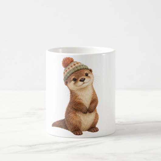 Otterjunges mit gestrickter Mütze Kaffeetasse (Mittel)
