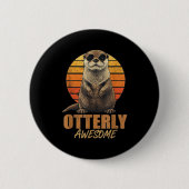 Otterly Awesome Retro Sunset Sea Otter Lover Graph Button (Vorderseite)