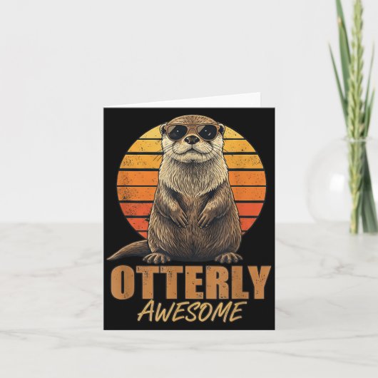 Otterly Awesome Retro Sunset Sea Otter Lover Graph Karte (Vorderseite)