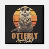 Otterly Awesome Retro Sunset Sea Otter Lover Graph Magnet (Vorne)