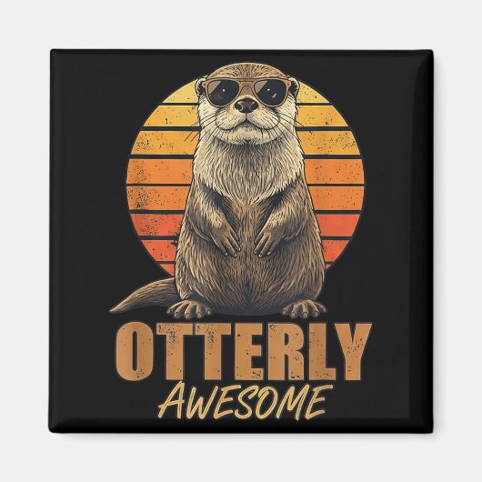 Otterly Awesome Retro Sunset Sea Otter Lover Graph Magnet (Vorne)
