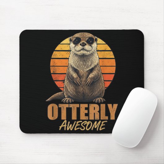 Otterly Awesome Retro Sunset Sea Otter Lover Graph Mousepad (Mit Mouse)