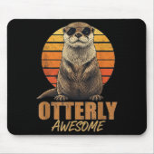 Otterly Awesome Retro Sunset Sea Otter Lover Graph Mousepad (Vorne)