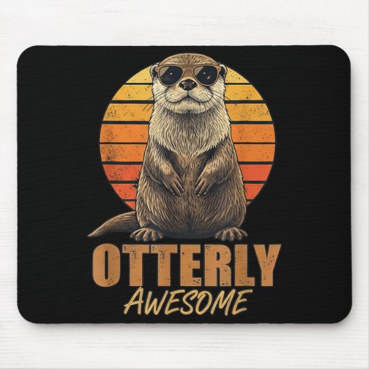 Otterly Awesome Retro Sunset Sea Otter Lover Graph Mousepad (Vorne)