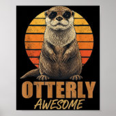 Otterly Awesome Retro Sunset Sea Otter Lover Graph Poster (Vorne)