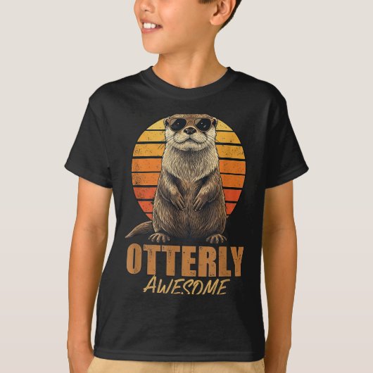 Otterly Awesome Retro Sunset Sea Otter Lover Graph T-Shirt (Vorderseite)
