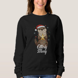 Otterly Merry Christmas - Cute Otter Santa Hat Sweatshirt