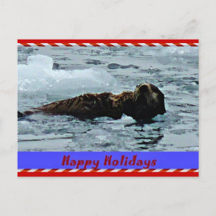 otterly Terrific Sea otter holiday postcard Feiertagspostkarte