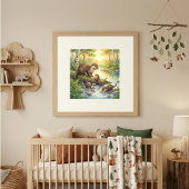 Ottermutter und Kinder-Kinderkrippe Poster