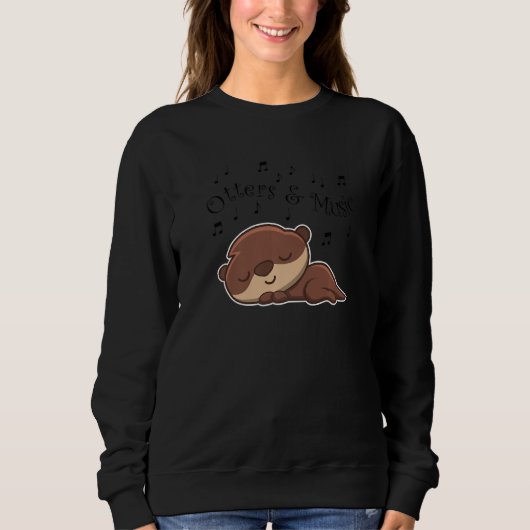 Otters and Music Notes Musician Clef Cute Sea Otte Sweatshirt (Vorderseite)