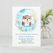 Otter's Blissful Watercolor Magic Boy Baby Shower Einladung (Stehend Vorderseite)