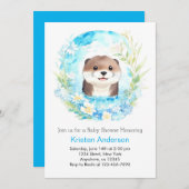 Otter's Blissful Watercolor Magic Boy Baby Shower Einladung (Vorne/Hinten)