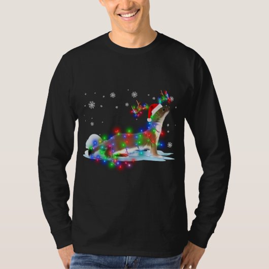 Otters Christmas Tree Light Pajama Animal Xmas T-Shirt (Vorderseite)