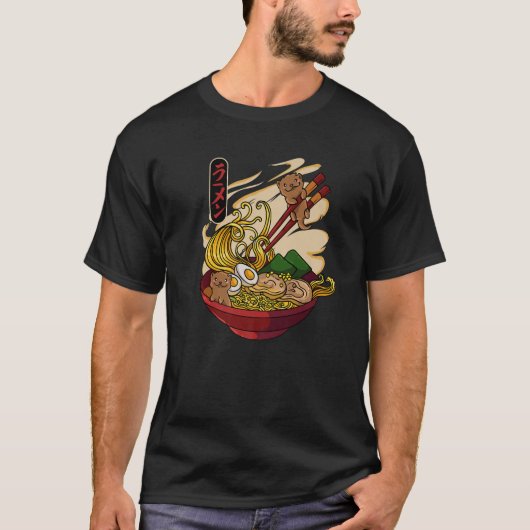 Otters Eating Ramen Niedlich Kawaii Otters Eating T-Shirt (Vorderseite)