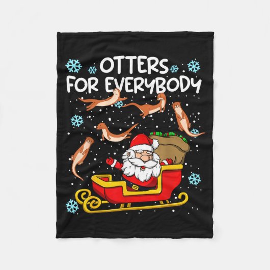 Otters For Everybody Santa Funny Christmas Otter Fleecedecke (Vorderseite)