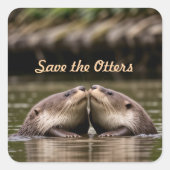 Otters gerettet quadratischer aufkleber (Vorderseite)