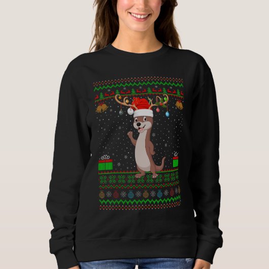 Otters Santa Matching Ugly Otters Weihnachten Sweatshirt (Vorderseite)