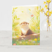 Otters Springtime Paradies Karte (Gelbe Blume)