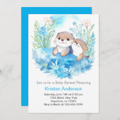 Otters verzauberte Babydusche für Wasserfarben Einladung (Vorne/Hinten)