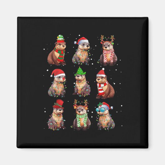 Otters Weihnachtsbeleuchtung Dekoration Funny Sea  Magnet (Vorne)