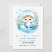 Otters Wildblume Paradise Blue Boy Baby Shower Einladung (Vorderseite)