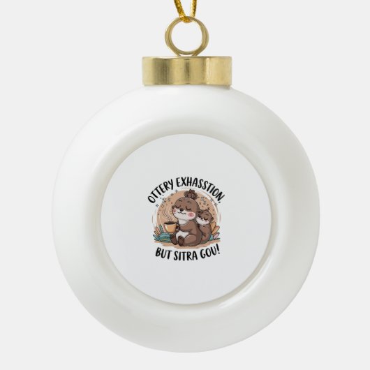 Ottery Expression Niedlich Sloth und Baby Keramik Kugel-Ornament (Vorderseite)