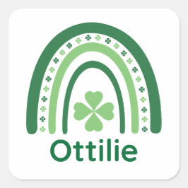 Ottilie Name Clover Boho Rainbow Quadratischer Aufkleber