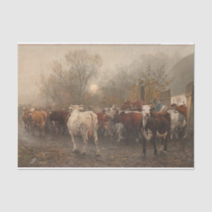 Otto Bache Die Kühe werden aus dem Stall vertrie Seidenpapier