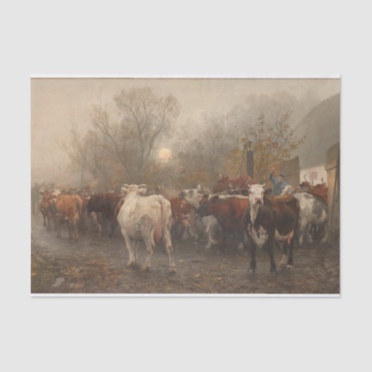 Otto Bache | Die Kühe werden aus dem Stall vertrie Seidenpapier (Vorderseite)