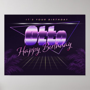 Otto Name Vorname lila retro Poster Geburtstag