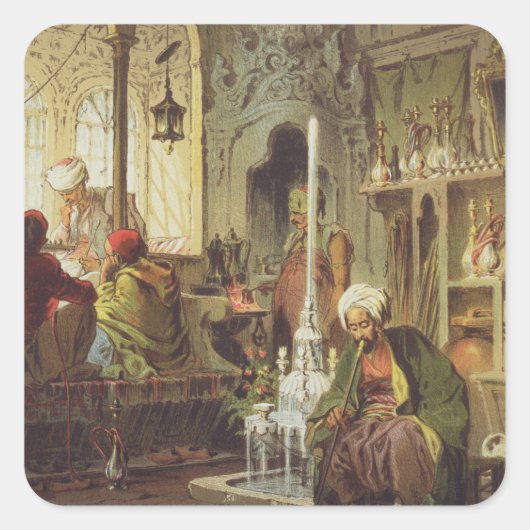 Ottoman Coffee House, 1862 (Farbe litho) Quadratischer Aufkleber (Vorderseite)
