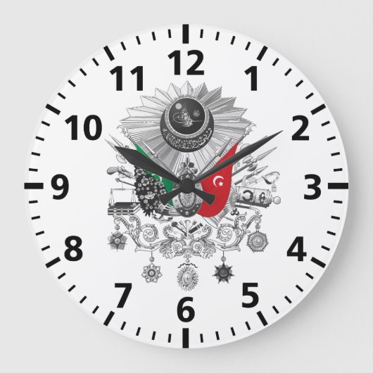 Ottoman Empire Grayscale Coat Of Arms Große Wanduhr (Vorderseite)