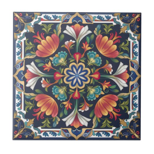 Ottoman Floral Mandala Keramik Tile Fliese (Vorderseite)