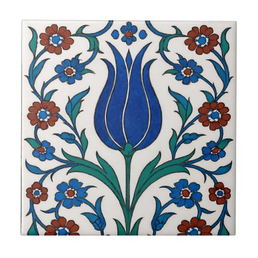 Ottoman Floral Tile - Traditionelles Tulip Design Fliese (Vorderseite)