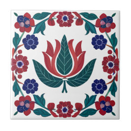 Ottoman Red & Blue Tulip Keramik Tile Fliese