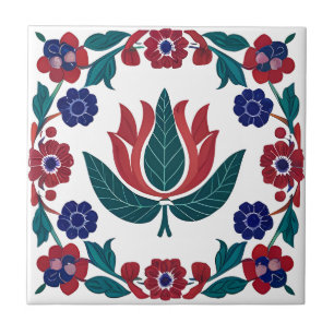 Ottoman Red & Blue Tulip Keramik Tile Fliese