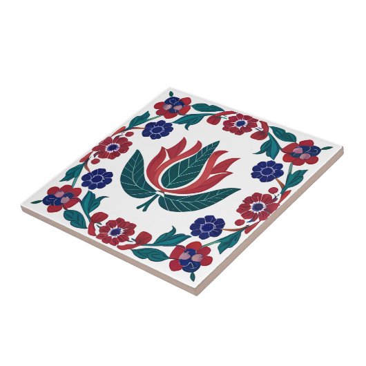 Ottoman Red & Blue Tulip Keramik Tile Fliese (Seite)