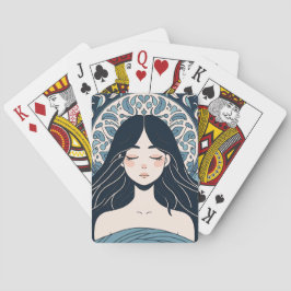 Ottoman Tile Girl - Serene Blue Floral Aura Spielkarten