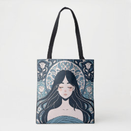 Ottoman Tile Girl - Serene Blue Floral Aura Tasche