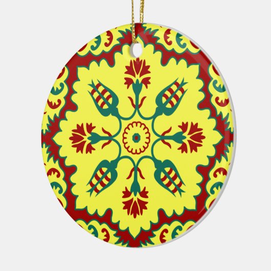 Ottoman Türkisches Tulpenmuster in rot und gelb Keramik Ornament (Links)