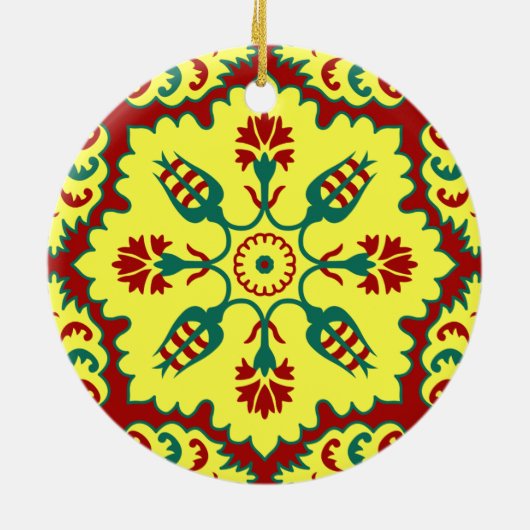 Ottoman Türkisches Tulpenmuster in rot und gelb Keramik Ornament (Hinten)