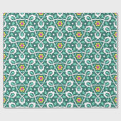 Ottoman Türkisches Weindesign in Grün und Weiß Geschenkpapier (Flach)