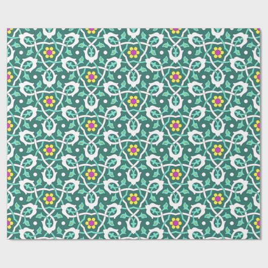 Ottoman Türkisches Weindesign in Grün und Weiß Geschenkpapier (Flach)