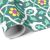 Ottoman Türkisches Weindesign in Grün und Weiß Geschenkpapier (Rolleneckpunkt)