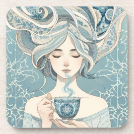 Ottomanische Zilfrau mit Tee - Weich blauer Fluss Getränkeuntersetzer