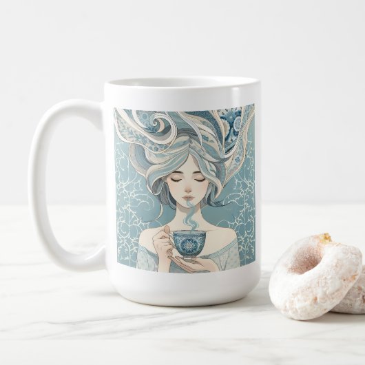 Ottomanische Zilfrau mit Tee - Weich blauer Fluss Kaffeetasse (Mit Donut)